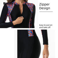 Traje de baño de una pieza de manga larga para surfear, conjunto de baño con cobertura completa para surfear, talla grande - details 3