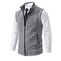 Suéter sin mangas de punto para hombre, cárdigan de terciopelo de lana con cremallera, jerséis de cuello alto, Chaleco de punto - details 5