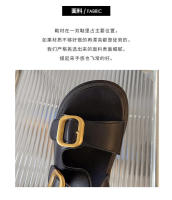 Sandalias de plataforma con suela gruesa, casuales, de verano, con doble fila de hebilla metálica para mujer - details 4