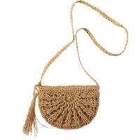 Bolso bandolera tejido para mujer con hombros suaves y cuerda de papel, beige/marrón claro, para fiestas y playa - details 0
