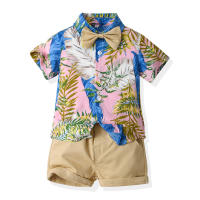 Mangas cortas de verano, camisas de flores, pantalones cortos para niños, conjunto casual de dos piezas, ropa de playa multicolor para bebés y niños - details 24