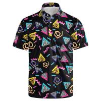 Polo hawaiano 3D para hombre, camiseta informal VIE con estampado colorido, manga corta con botón en el cuello - details 5