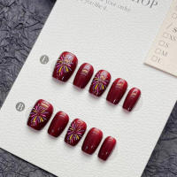 Francés cuadrado con borde liso, uñas de color rojo para uñas, decoración de bricolaje - details 0