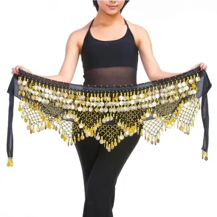 Nuevo estilo, bestseller, bufanda de cadera, cinturón de monedas para danza del vientre, accesorios para bailarinas - 1