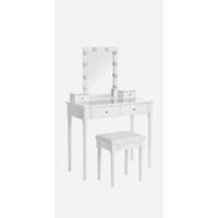 Tocador, Mesa de Maquillaje con Luces LED de 3 Colores y Brillo Ajustable, Espejo Giratorio 360 ° , con Taburete Acolchado, 5 Cajones y 1 Organizador Extraíble - details 8