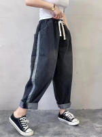 Vaqueros Casuales de Gran Tamaño con Rayas para Mujer Diseño Japonés de Moda Primavera 2023 Denim Suelto de Cintura Alta Lavado a Mano Material Exterior Jeans - details 3