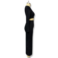 Conjunto de Vestido de Punto de Color Sólido Otoño/Invierno 2025 con Vestido Largo de Manga con Abertura y Conjunto de Dos Piezas de Camiseta. - details 10