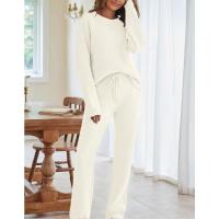 Conjuntos cálidos de dos piezas para mujer, tops casuales de moda con cuello redondo y pantalones de cintura elástica para mujer - details 4