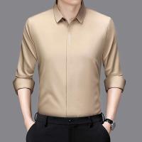 Nueva camisa informal de negocios de manga larga de Color sólido resistente a las arrugas cómoda para todas las estaciones Top versátil - details 1