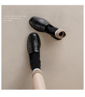 Mocasines de mujer estilo británico negro de fondo plano pequeños zapatos de cuero primavera y otoño suave cuero Doudou pequeño negro profesional zapatos de trabajo - details 2