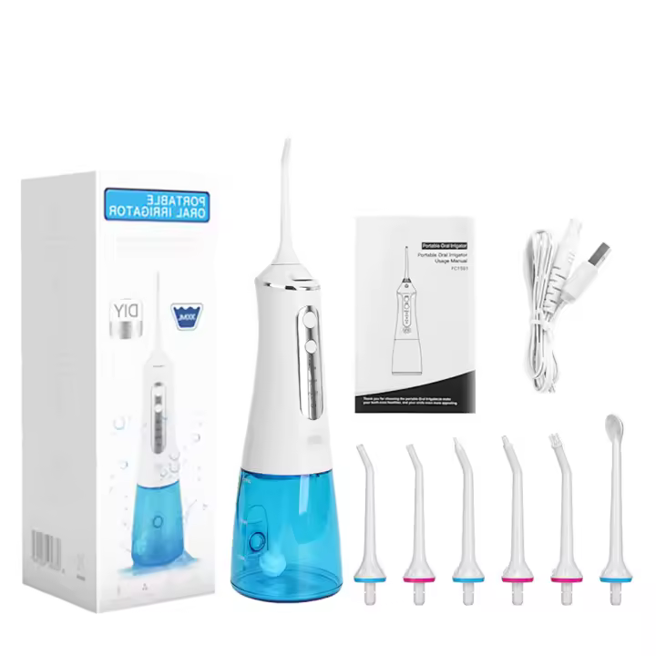 Irigador Dental Portátil Profesional 300ml, 4 Modos, 6 Chorros, Impermeable IPX7, Recargable por USB - 1