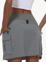 Pantalones casuales de golf de cintura alta para mujer con cremallera y múltiples bolsillos para escalada al aire libre, pantalones cortos deportivos de secado rápido - details 9