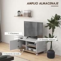 Mueble TV de Salón Moderno con Ruedas Pantalla de Televisión de 42 Pulgadas con 1 Puerta y 2 Estantes de Almacenamiento - details 4