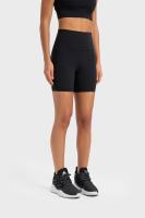 Pantalones cortos de gimnasio acanalados negros para mujer, pantalones cortos deportivos de cintura alta transpirables para Fitness, pantalones cortos de Yoga con realce, pantalones cortos para correr para mujer - details 5