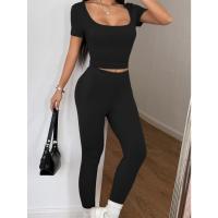 Yoga deportivo europeo y americano traje de dos piezas de color sólido ropa de mujer 2025 primavera y verano correr fitness ropa deportiva - details 13
