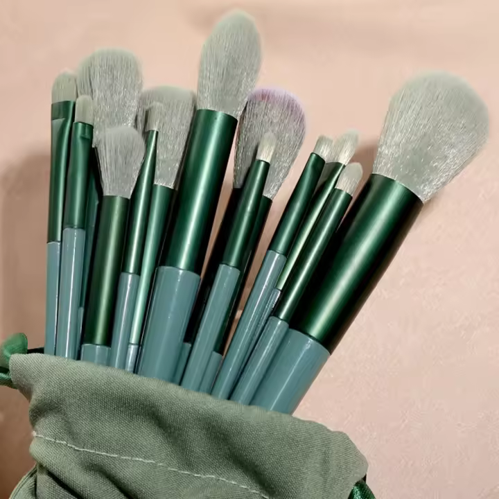 Set De 13 Pinceles De Maquillaje Fibras De Lana Para Base Corrector Rubor Polvo Sombra Destacador Pincel De Belleza, Imagen para un sistema - 1