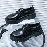 Zapatos de vestir con punta redonda gruesa, suela gruesa, charol antideslizante negro, diseñador informal, lujosos, de negocios, con cara brillante - details 6