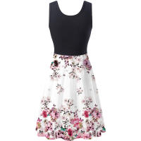 Vestido de verano sin mangas con cuello redondo y estampado Digital para mujer - details 20