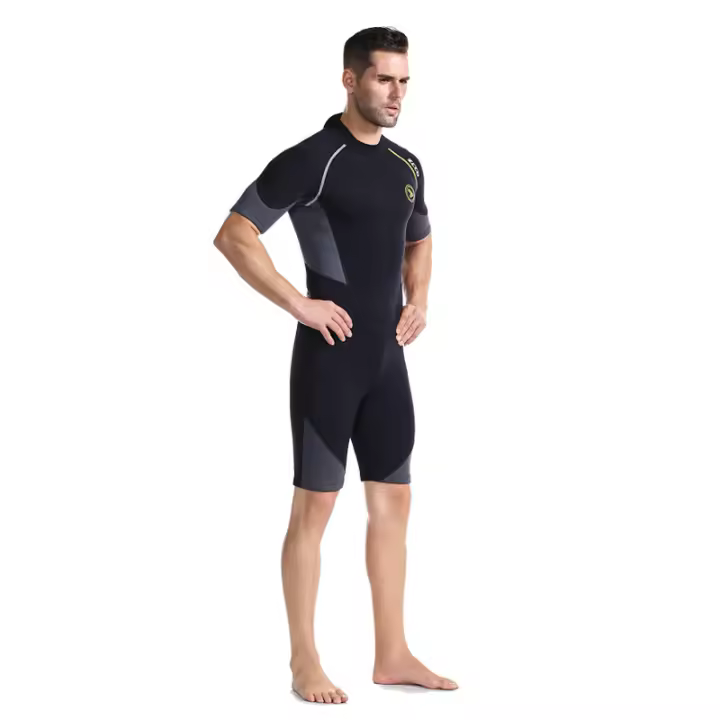 Traje de buceo de manga corta para hombre, 1,5mm, Negro + gris, XXXXL - 1