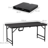 Mesa de Jardín Rectangular Plegable Mesa de Comedor Exterior para 4 Personas con Altura Ajustable y Marco de Acero para Patio Terraza Balcón 118x60x56-74 cm Gris Oscuro - details 2