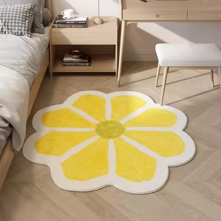 Alfombra redonda de flores esponjosas, cojín de felpa para dormitorio de niña, alfombrilla de suelo para habitación de niños, Alfombra de juego antideslizante para bebé - 1