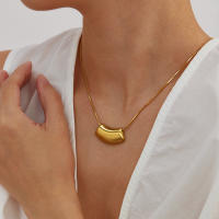 Colgante geométrico simple con sentido de diseño de nicho, collar de acero inoxidable que combina con todo para mujer de alta calidad - details 2