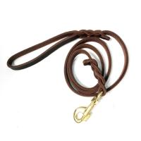 Productos para mascotas con gancho de cobre, correa de cuero trenzada para perro, cuerda de tracción larga y suave para perro, marrón duradero para exteriores - details 4