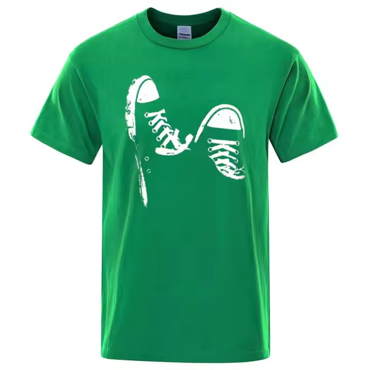 Camiseta casual de manga corta para hombre, 100% algodón, zapatos de skate, fresco, verano, precio asequible - 1
