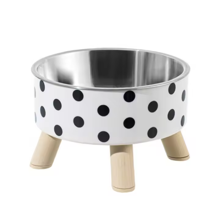 Cuenco de acero inoxidable antiasfixia para gatos, comedero antideslizante con soporte, cuenco elevado para gatos, rejilla/punto de onda, alimentador para perros de pie alto - 1