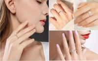 Anillo de compromiso eterno de moissanita, banda de boda de compromiso chapada en oro de 18K de lujo para mujer - details 1