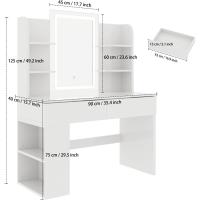 Mesa de Maquillaje LED Regulable Vanity con 2 Cajones y 4 Estantes Estante Inferior - details 1