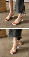 Alpargatas, cuña, tira transparente, tacones altos, desgaste de las mujeres, nueva moda, cabeza redonda, tacón grueso, Internet, celebridad, zapatillas de cristal, sandalias de las mujeres - details 16