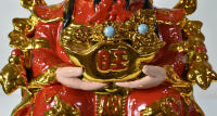 Estatua de Buda de regalo de apertura, inscripción de cerámica, Dios de la bandera, oro rojo sentado sobre la riqueza - details 5