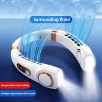 Ventilador de cuello de suspensión recargable por USB, hoja de refrigeración sin cuello, ventilador de cuello de suspensión deportiva con luz nocturna - details 0