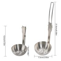 Cuchara plegable de acero inoxidable para exteriores, cucharón para sopa, utensilios de cocina para senderismo, mochilero, Viajes - details 3