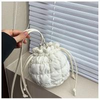 Dulce bolso de cubo con cordón de estilo coreano, bolso de rejilla, pequeño bolso cruzado, bolso para teléfono móvil, bolso de hombro de nailon de Color sólido, viaje - details 20