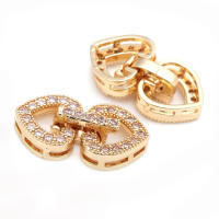 Conector de Estrella Redondo de Brasso y Zirconio de 18K Oro Accesorios de Joyería DIY para Collares y Pulseras Hecho en China - details 1