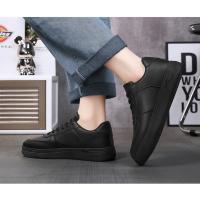 Zapatos De Cuero Para Hombre Negros Clásicos Planos Deportivos Con Cordones Zapatillas De Skateboarding Blancas Casual Para Caminar Y Correr - details 2