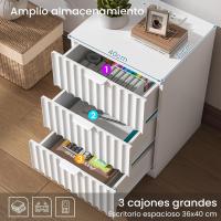 Mesitas de Noche con luces LED y Estación de Carga (2 Tomas AC, 2 Puertos USB) Mesita de Noche Blanca Mesas Auxiliares con 1 compartimento abierto y 2 cajones para Dormitorio Salón - details 31