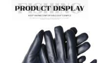 Guantes de piel de oveja para mujer, manoplas cortas de terciopelo fino para pantalla táctil, de cuero, de buena calidad, para invierno, 2226 - details 170