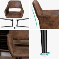 2 Sillas Comedor Vintage Retro Sillón Tapizado en Gamuza con Reposabrazos Patas Metálicas para Cocina Salón - details 2
