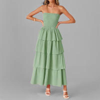 Vestido Largo de Moda Elegante sin Tirantes de Color Sólido para Mujer Primavera 2025 - details 5