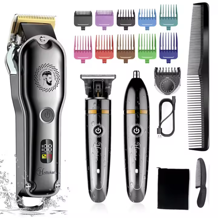 Máquina Cortadora De Cabello Eléctrica Profesional Para Hombres, Juego De Aseo De Barbero Recargable, Herramienta De Corte - 1