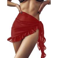 Traje de baño Coverups Mujeres Volantes Dobladillo Sarong Playa Bikini Wrap Sheer Falda Corta Bufanda de Gasa para Traje de Baño - details 12