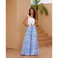 Pantalones bohemios de pierna ancha para mujer, cintura alta, sueltos, manga ancha, estilo veraniego - details 1