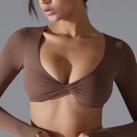 Nuevos deportes de manga larga Fiess para mujer, cuello en V profundo, ajustado, transpirable, estilo Ins, ropa de Yoga al aire libre, Tops cortos - details 12