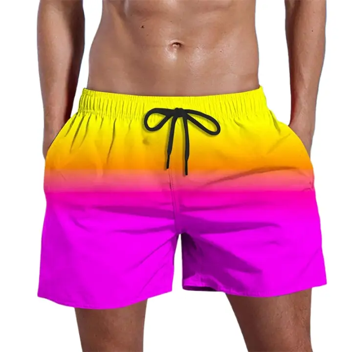 Pantalones cortos de Playa con degradado para hombre, de Verano Moda, 3D estampado en Rayas, tabla de Calle Harajuku, bañadores de secados rápido parocio Callejos short - 1