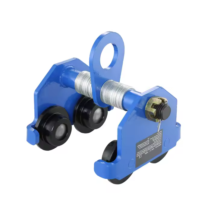 SucceBuy Carro manual, capacidad de carga de 2200 lbs/1 tonelada, carro de haz de empuje con ruedas dobles, ajustable para brida de viga en I de 2,5" a 7", elevador de garaje de acero de aleación resistente para viga en I curva recta - 1