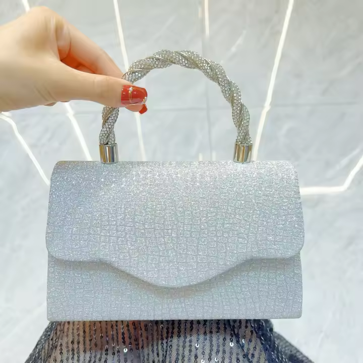 Nuevo bolso de mujer para banquete, bolso de cena brillante, fiesta, bolso cuadrado pequeño con incrustaciones de diamantes, bolso bandolera. - 1