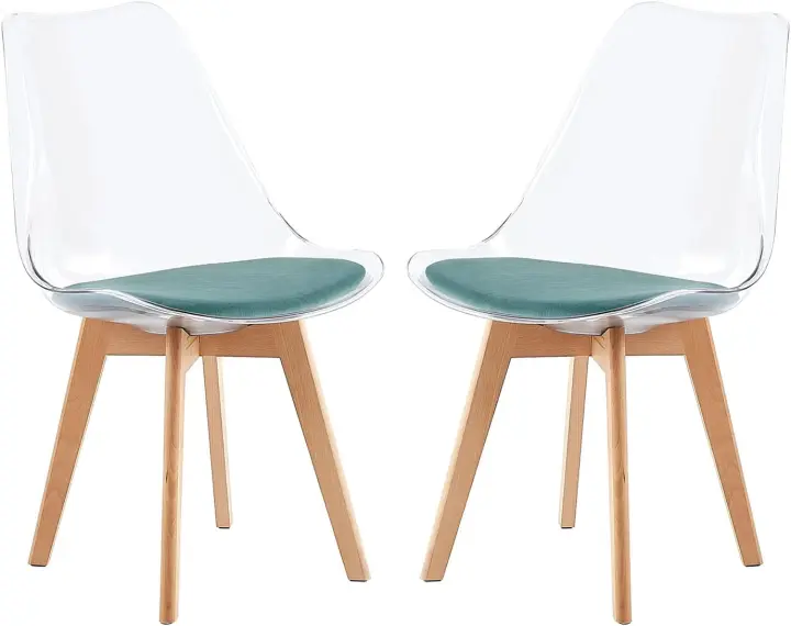 Pack de 4 Sillas de Comedor Sillas Cocina Nórdico con Asiento Tapizado y Las piernas de Madera de Haya Maciza, Blanco - 1